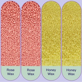 Wax Beads for Hair Removal, ANREACHO Hard Wax Beads for Sensitive Skin, 4 Packs Waxing Beans for Brazilian Bikini Eyebrow Legs Armpit Facial, 400g At Home Wax Refill (2 Pink & 2 Honey)