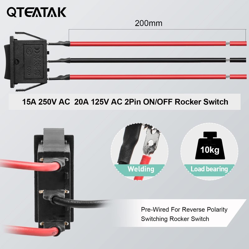 QTEATAK 5Pcs SPDT 3 Pins 3 Position Pre-Wired ON/Off/ON Toggle