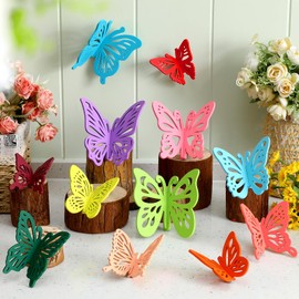 Vercraft 12 Sets Spring Butterfly Centerpieces for Tables Butterfly Party Decoration 3D Wooden Table Decor Spring Home Decor Decorative Signs Plaques for Kitchen Tiered Tray, Shelf, Holiday