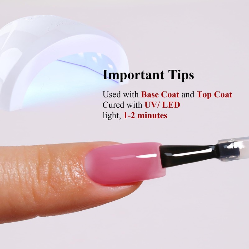 Jelly Gel Polish, Rose Pink Jelly Nail Gel Polish Translucent