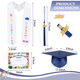 Mukum - Juego de gorra y bata de graduación de jardín de infantes con borla 2023 2024 encantos de graduación, estolas para niños preescolares, Azul, 33