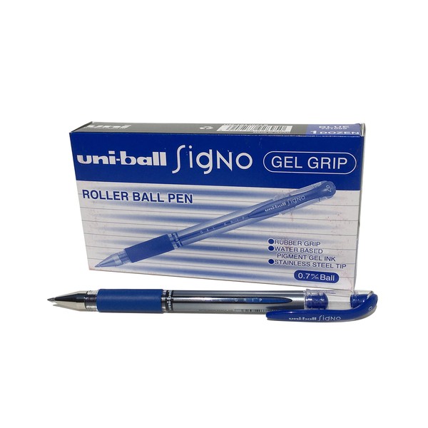 Uni-Ball UM151S Rollerball Pens Grip 0.7 mm Tip 0.5 mm Stroke Width (12 per pack) - Blue