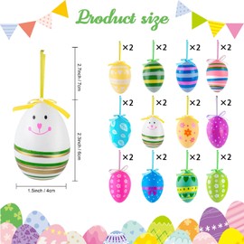 GWAWG Ostereier-Dekorationen, Ostereier, bunte Ostereier, hängende Ornamente, Kunststoff-Eier für Bastelarbeiten, Party, Osterbaum-Dekoration, 24 Stück