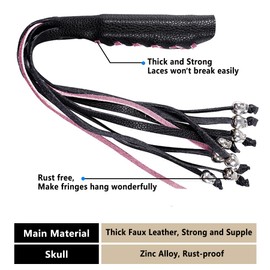 2 PCS Faux Leather Motorcycle Lever Covers with Fringes, Motorcycle Brake Clutch Lever Covers Grip Tassels Motorcycle Handlebar Handle Grip Covers, Fringed Leather Lever Covers Wraps with Skulls