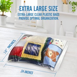 [ 50 COUNT ] 5 GALLON Jumbo Storage Bags for Food Freezer Extra Large Plastic Bags Double Zipper Top for Seasonal Clothing, Moving, Vacation, Organization 18" x 24" (50)
