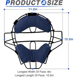 HolyElks Baseball & Softball Catcher Face Mask for Maximum Protection, Traditional Style Steel Head Guard w/High Impact Absorption Foam Pad,for Adults & Kids (Dark Blue-Lychee Pattern)