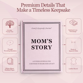 YOELOVE Mom's Life Story Journal, Leather Hardcover Book with 250+ Prompt Questions for Mom to Share Her Memories, Gifts for Birthday Mother's Day Christmas