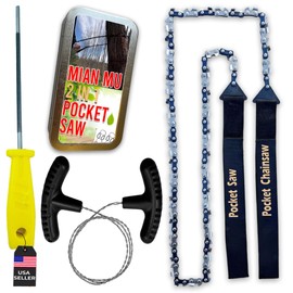 Pocket Chainsaw With Wire Saw for Camping Heavy Duty Steel Hand Chainsaw, Survival Saw