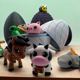 Mystery Egg Articulated Animals with 5 Assorted Animals Fidget Toy - Color: Cotton Candy Cloud