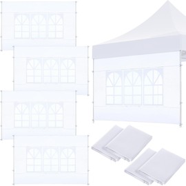 Windyun 4 Pcs Sidewall for 10 x 10 Canopy Frame Sidewall with Window Wall Only Outdoor Camping Picnic Canopy Sidewalls Window Decor Sidewall for Pop up Tent Outdoor Party (White)