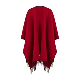 Shepherds Land 100% Lambswool Ruana Cape (Black/Red)