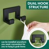 APLusee Double Robe Towel Hook Matte Black, SUS 304 Stainless