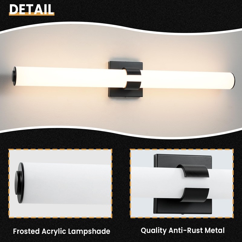 AIJIASI Black Bathroom Vanity Light Fixtures, 31 inch Modern Bathroom