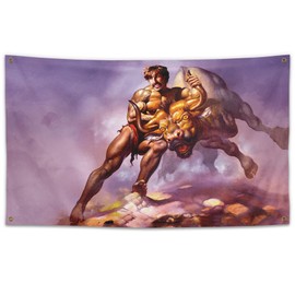 3x5 Feet Bull by The Horns Dodgeball White Goodman Flag Banner Funny Poster UV Resistance Man Cave Wall Flag with Brass Grommets for College Dorm Room Decor,Outdoor,Parties