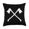 Axe Thrower Gift Crossed Axe Sledgehammer Throw Pillow, 18x18, Multicolor