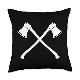 Axe Thrower Gift Crossed Axe Sledgehammer Throw Pillow, 18x18, Multicolor