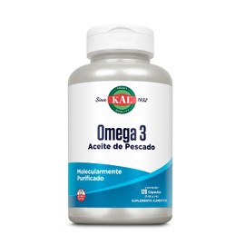 KAL Omega 3 (120 Cápsulas de gel) de aceite de pescado molecularmente purificadas, Garantía Clear quality (absorción en 30 min).
