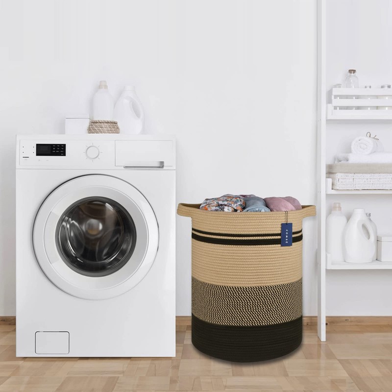 COMSE Extra Large Blanket Basket, Tall Laundry Basket, Nursery Hamper,
