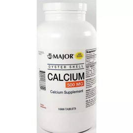 Major Oyster Shell Calcium, 500 mg 1000 Tablets