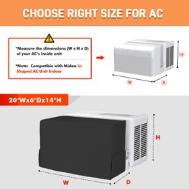 Air Conditioner covers for inside 20"W x 14"H x 6"D Compatible with Midea Window Air Conditioner 8000/10000/120000 BTU, 3 Layers Insulation AC Cover Compatible with Midea U shaped AC Unit, Black