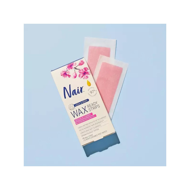 Veet 네어 헤어 리무버 왁스 레디스트립 40개 다리/몸통 (2팩) Nair