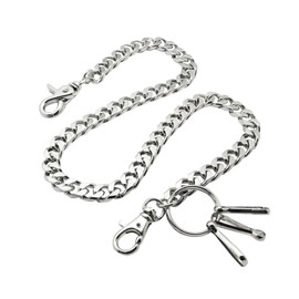UNIQSUM Soft Cut Curb Cuban Link wallet chain Swivel Trigger snap Biker Punk Key chain (Silver)