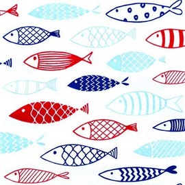 20 Napkins Fish in Swarm Red / Blue as Table Decoration for Maritime Parties 33 x 33 cm