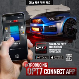 OPT7 Aura PRO Bluetooth 4pc LED Lighting Kit for Grille | 12" Multi-Color Strips w/SoundSync - Waterproof Peel'n'Stick Front Grill Valence - App Enabled- iOS & Android