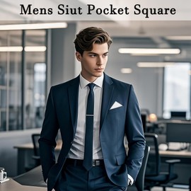 Gsyziux Pocket Squares Prefolded for Suit Jacket Satin Handkerchiefs for Men Wedding Business Formal Accessories (White)