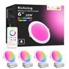 RICHSING Recessed Lighting 6 inch, 4Pack RGBCW Recessed Ceiling Lights