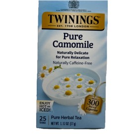 Twinings Pure Herbal Tea, Pure Camomile, Caffeine-Free 25 Tea Bags, 1.32 oz 37 g exp 2028