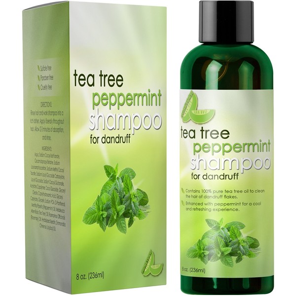 Tea Tree Shampoo with Peppermint Oil - Clarifying Shampoo with Essential Oils for Dry Scalp Treatment and Hair Growth - Shampoo for Color Treated Hair and Hair Treatment for Dry Damaged Hair