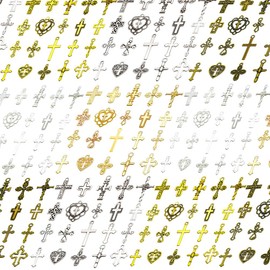 WOCRAFT 100pcs Cross Charms for Jewelry Making, Assorted Jewelry Bangle Bracelet Charms, Wholesale Mixed Bulk Metal Earring Charms for DIY Necklace Keychain Jewelry Making Craft Supplies（SN910）