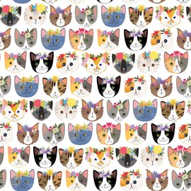 JILLSON & ROBERTS Bulk Wrapping Paper, Kitty Cats, 1/4 Ream 208' x 24"