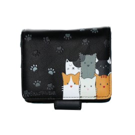 Shagwear Cat Crowd Small Black Zipper Wallet NEW IN STOCK