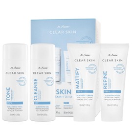 M. Asam Clear Skin Set of 4 (2 x 100 ml, 2 x 200 ml) - Anti Pimple Care for Pure Skin, Skin Care Set with Wash Gel, Toner, Mask & Cream, Pore Cleanser Face, Face Care Set for Women