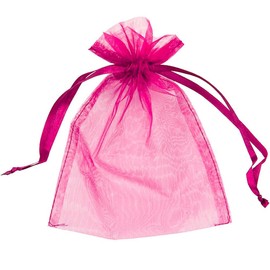 50 Organza Bags Wedding Favours Party Jewellery Pouches Mesh Drawstring Gift Wrap (5cm x 7cm, Hot Pink)