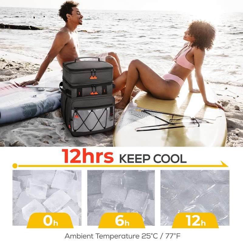 TOURIT 75 Can Rolling Cooler Detachable Double Deck Beach Cooler