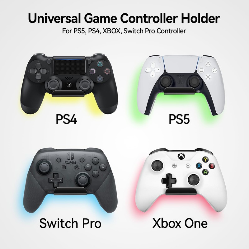 2 Pack Controller Holder Stand with 16-Color RGB Light