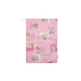Panini Tessuti 100% Cotton Nursery Changing Bag 34 x 44 cm for Clothes, Pink Bee Bear