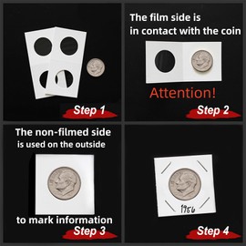 MUDOR Upgraded Premium Coin Flips for Cents, 200 Pack Cardboard Coin Holder, Mylar Coin Flips 2x2, Paper Coin Holders