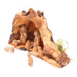 Holy Land Nativity Scene Set – Hand-Carved Olive Wood Manger Decoration for Christmas – Unique Wooden Nativity Figurines