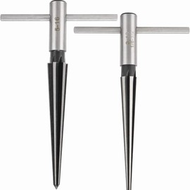 Faneta T Handle Taper Reamer Set 3-13mm(1/8''-1/2'') & 5-16mm(½"-5/8") Bridge Pin Hole Hand Held Tapered Reamers 6 Fluted Chamfer Reaming Guitar Woodworker Luthier Tool (Set of 2)