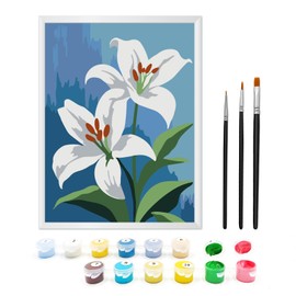 Zimrobin Painting by Numbers from 7 / 8 / 9 Years Girls, Painting by Numbers for Children with Frame, 3 Brushes and Acrylic Paints, 18 x 24 cm (Beautiful Lily)