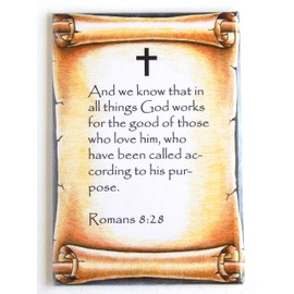 Romans 8:28 Bible Verse Fridge Magnet (2 x 3 inches)