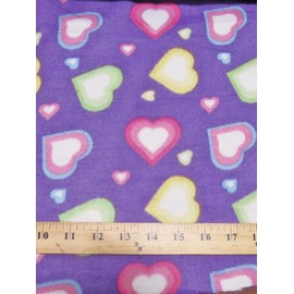 Assorted Printed Polar Fleece Fabric - 21 Prints - Sold by The Yard DIY Blankets Clothing Pajamas Accessories (Falling for Hearts Purple)