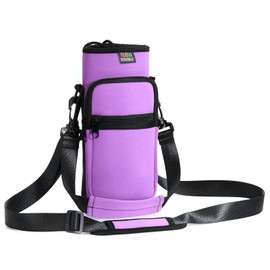 Nuovoware Bottle Holder, Water Bottle, Bottle Bag, Insulated Neoprene Kettle with Adjustable Shoulder Strap and Front Zip Bag for Hiking, Running, Cycling, Hunting, Travel - Taro Purple