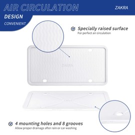ZAKRA Marcos para matrícula, Paquete de 2 Marcos de Silicona para matrícula, Material de Silicona Premium, a Prueba de óxido, a Prueba de sonajero, Resistente a la Intemperie (Blanco)