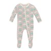 KicKee Print Footie with Zipper, Fitted Long Sleeve Pajamas, Ultra