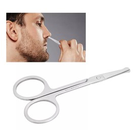 Tijeras de Vello Facial Redondeado, 100% Acero Inoxidable, Tijeras Profesionales de Aseo, para Cortar el Vello de la Nariz, Barba, Bigote, Ceja, etc. (2 piezas)